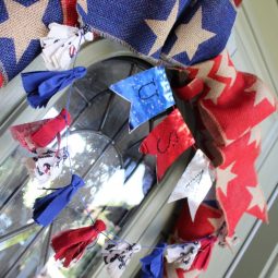 Patriotic Wreath with Fabric and Foil Bunting