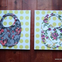 15 Minute Baby Bibs Tutorial: This quick sewing project is great for beginners. Click through to see the full tutorial and a video walkthrough! These would make great gifts for a new baby. | www.sewwhatalicia.com