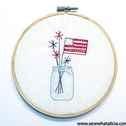 Patriotic Mason Jar Embroidery Tutorial: This patriotic embroidery tutorial is the perfect project for summer! This step by step tutorial is great for beginners and those who want an easy project. Click through for the full tutorial. | www.sewwhatalicia.com