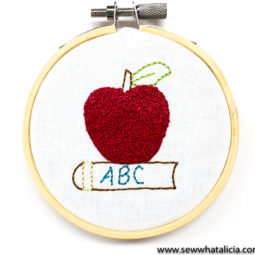 How to Embroider a French Knot: This fun back to school ABC apple is the perfect project to learn how to embroider french knots. Click through for the tutorial and free pattern. | www.sewwhatalicia.com
