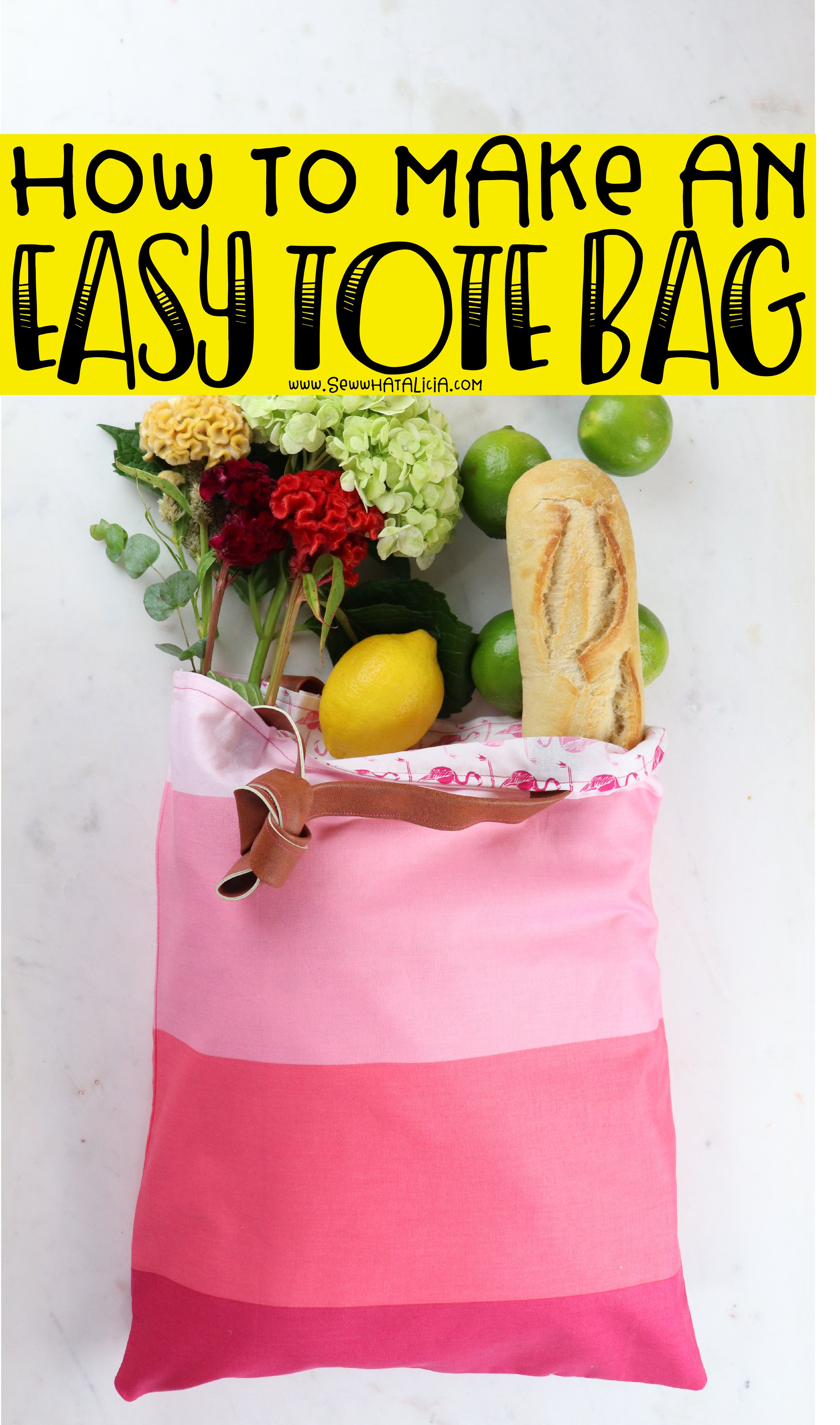How to Make a Tote Bag: This installment of the 15 minute sewing series has us creating an easy lined tote bag. This is a great beginner sewing project. Newbies will learn to create an easy tote pattern. Click through for the full tutorial. | www.sewwwhatalicia.com