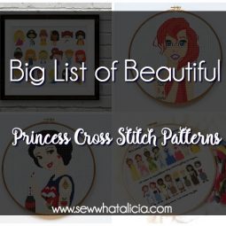 Princess Counted Cross Stitch Patterns: These cross stitch patterns are perfect for beginners and seasoned cross stitchers alike. Click through for a full list of patterns. | www.sewwhatalicia.com