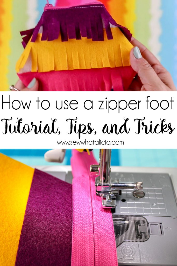 How to Use a Zipper Foot: If you have been dragging your feet about learning how to install a zipper this post is for you! Here is everything you need to know about using a zipper foot! Plus you won't want to miss the super cute fringe pouch! Click through for everything you need to know! | www.sewwhatalicia.com