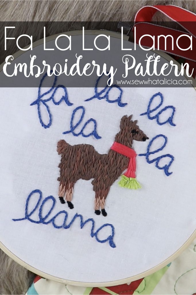 Christmas Embroidery Designs - Fa La La Llama Pattern: This adorable llama pattern is perfect for the holidays. Plus get a full video walkthrough. Click through for all the supplies including the pattern and the video. | www.sewwhatalicia.com