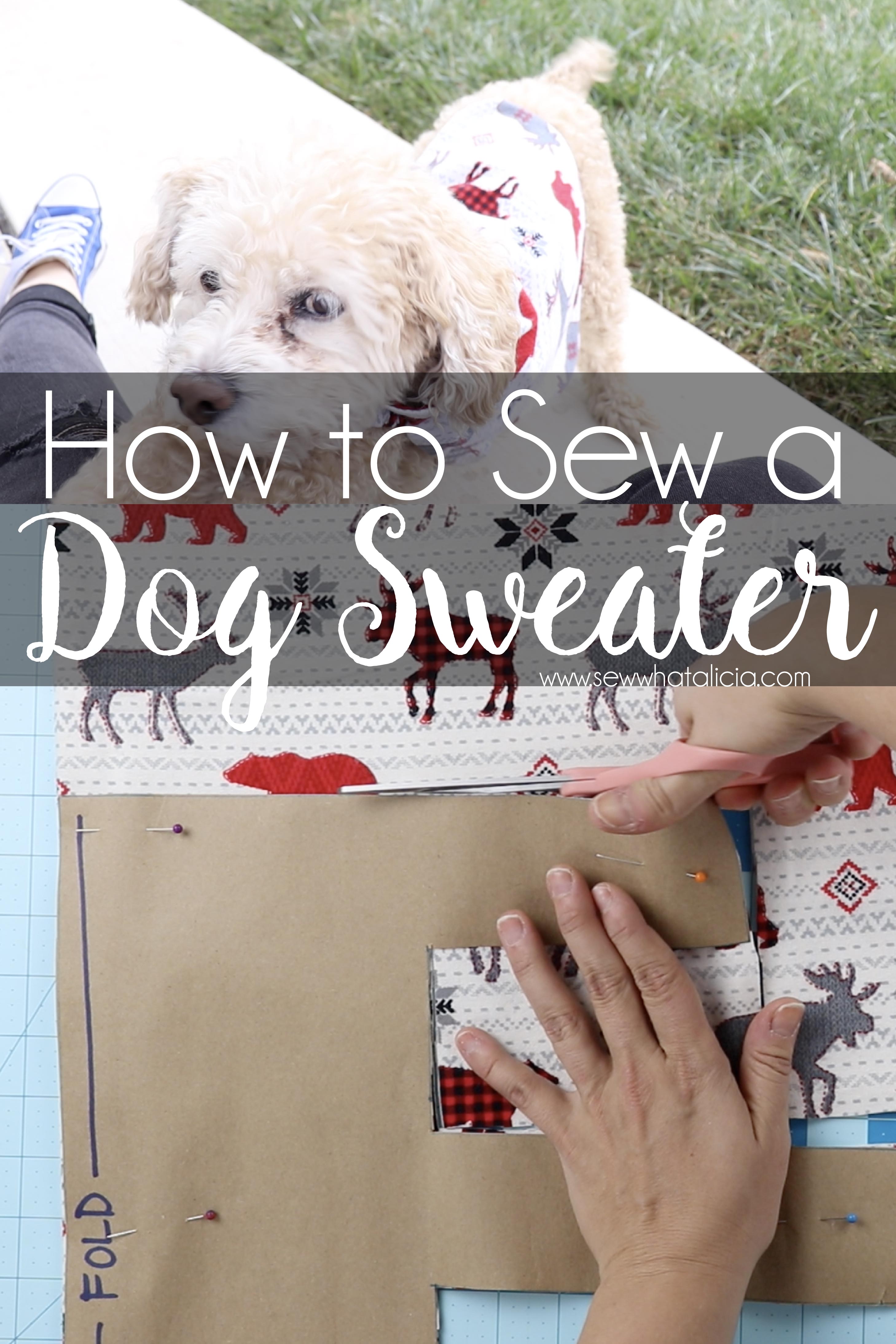 How to Make Dog Sweaters: If you have always wanted to know how to make a dog sweater/jacket then this post is for you. Walk through drafting a pattern and sewing the jacket. Click through for a full video and written tutorial. | www.sewwhatalicia.com