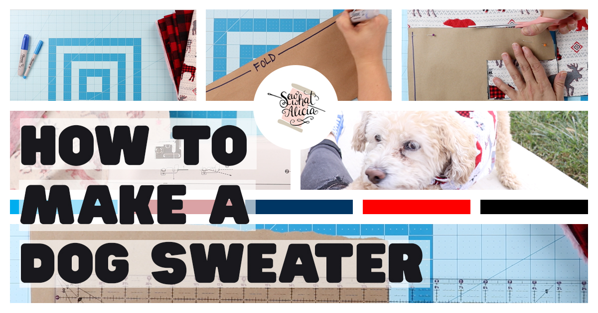 Collage of Images Creating and Sewing Dog Sweater Pattern