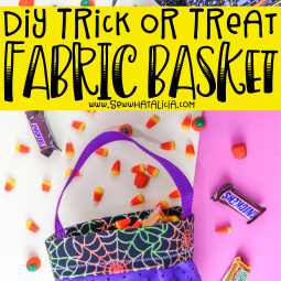 DIY Trick or Treat Bag: This easy sewing tutorial for a fabric basket is perfect for Halloween. Click through for a video tutorial on creating these Halloween trick or treat bags. | www.sewwhatalicia.com
