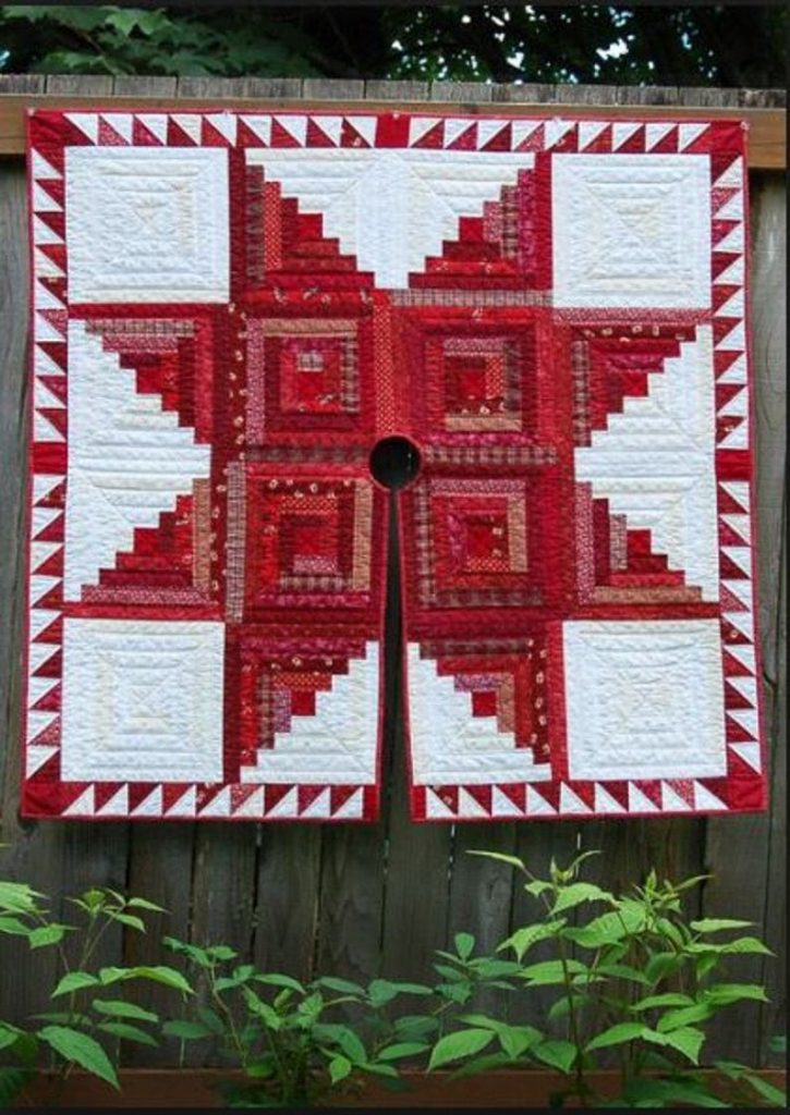 log cabin quilted Christams tree skirt