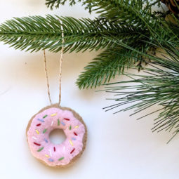donut ornament hanging from tree