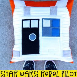 pictured pillow with wording that reads star wars rebel pilot pillow tutorial